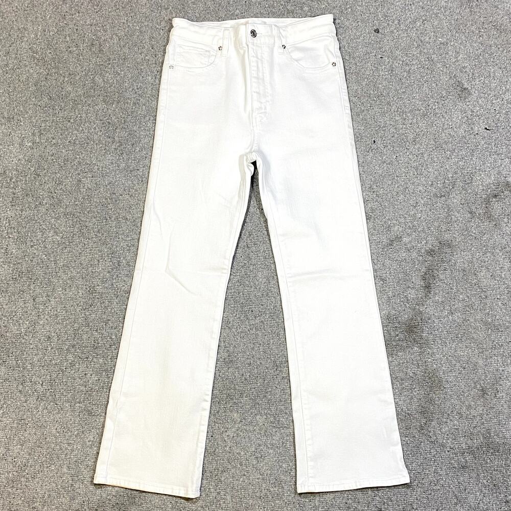 FRAME The Reboot Crop White Jeans Women 27 High Rise Bootcut Stretch Denim Pants